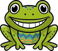 une dessin animé grenouille avec gros yeux et une sourire vecteur