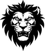 Lion tête logo conception noir et blanc vecteur