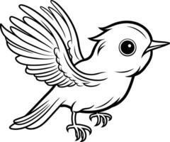 dessin animé illustration de mignonne oiseau ou moineau animal personnage pour coloration livre vecteur