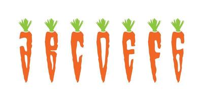 conception d'illustration de carotte lettre alphabet simple et colorée vecteur
