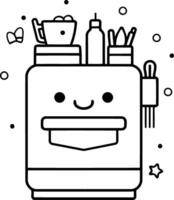 mignonne dessin animé brosse à dents et dentifrice dans une pot. vecteur