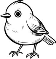 noir et blanc dessin animé illustration de mignonne oiseau personnage pour coloration livre vecteur