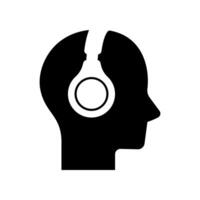 tête portant écouteurs icône isolé sur blanc Contexte. vecteur
