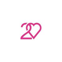 une conception de logo 2 amour simple et romantique vecteur