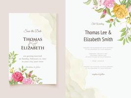 conception élégante de modèle d'invitation de mariage floral vecteur