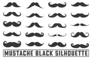 branché différent moustache ensemble. différent moustache collections, symbole de du père jour, noir silhouettes de adulte homme moustaches, vecteur