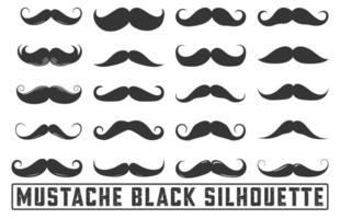 branché différent moustache ensemble. différent moustache collections, symbole de du père jour, noir silhouettes de adulte homme moustaches, vecteur