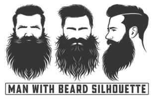 barbu Hommes visage hipsters avec différent coupes de cheveux, Hommes avec barbe silhouette liasses, moustaches, barbes, silhouettes, avatars, têtes. vecteur