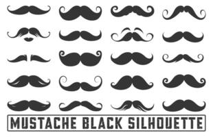 branché différent moustache ensemble. différent moustache collections, symbole de du père jour, noir silhouettes de adulte homme moustaches, vecteur