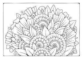 art thérapie illustration. floral Contexte pour coloration. coloration page pour les enfants et adultes. vecteur