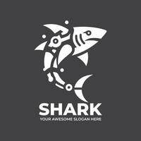 futuriste requin logo monochrome conception vecteur