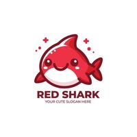 rouge requin mignonne logo conception vecteur