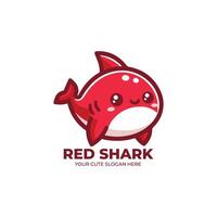 rouge requin mignonne logo conception vecteur