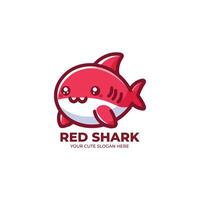 rouge requin mignonne logo conception vecteur