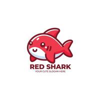 rouge requin mignonne logo conception vecteur