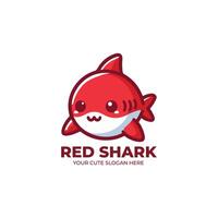 rouge requin mignonne logo conception vecteur