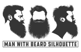 barbu Hommes visage hipsters avec différent coupes de cheveux, Hommes avec barbe silhouette liasses, moustaches, barbes, silhouettes, avatars, têtes. vecteur