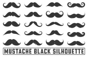 branché différent moustache ensemble. différent moustache collections, symbole de du père jour, noir silhouettes de adulte homme moustaches, vecteur