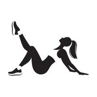 plat monochrome image de une fille Faire des sports sans pour autant Contexte. logo pour aux femmes aptitude club. vecteur