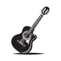 guitare silhouette plat illustration. vecteur