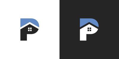 le logo initial de la lettre p en forme de maison convient à l'immobilier et autres vecteur