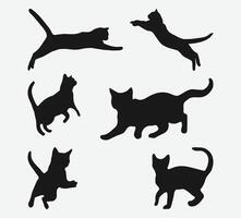 moustachu silhouettes, une majestueux collection de chat silhouettes dans divers pose vecteur