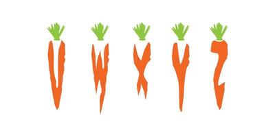 conception d'illustration de carotte lettre alphabet simple et colorée 3 vecteur