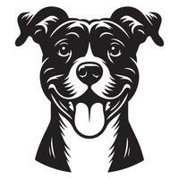 amstaff chien - un excité américain Staffordshire terrier chien visage illustration vecteur