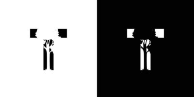 logo design initiales lettre ta combinaison d'un arbre unique et élégant vecteur