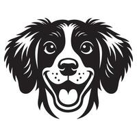 une de bonne humeur Bretagne épagneul chien visage illustration dans noir et blanc vecteur