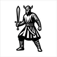 viking guerrier illustration dans noir et blanc vecteur