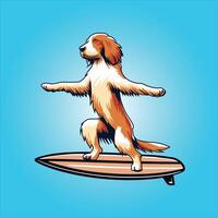 grimpeur épagneul chien en jouant planches de surf chien surfant illustration vecteur