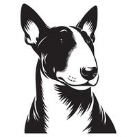 une digne taureau terrier chien visage illustration dans noir et blanc vecteur