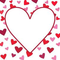 une en forme de coeur Cadre clouté avec confettis de coeurs.valentine journée. mignonne en forme de coeur Cadre avec espace pour texte. illustration vecteur