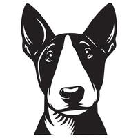 une curieuse taureau terrier chien visage illustration dans noir et blanc vecteur