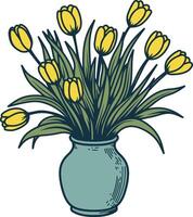 tulipes fleur dans vase des illustrations vecteur