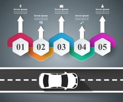 Modèle de conception infographique route et icônes marketing. vecteur