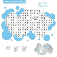 jeu de mots croisés sur le transport aérien. jeu de mots de recherche avec réponse pour les enfants vecteur