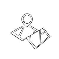 icône de broche de carte de navigation doodle dessinés à la main avec style de dessin vecteur