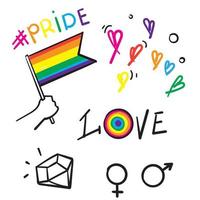 symbole d'illustration de fierté doodle dessiné à la main pour vecteur lgbt, gay et lesbienne