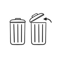 icône de poubelle dessinée à la main avec illustration de symbole de flèche fond isolé vecteur
