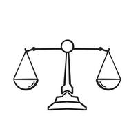 icône de ligne d'échelles de justice dessinés à la main. signe d'échelle de jugement. symbole de droit juridique. griffonnage vecteur