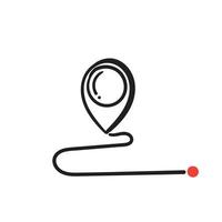 symbole d'icône gps doodle dessiné à la main pour déplacer la position avec le vecteur de style doodle