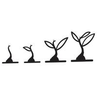 dessin au trait en croissance plante germée avec doodle de style doodle dessiné à la main vecteur