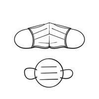 doodle masque facial ou masque médical icône illustration croquis style dessiné à la main vecteur