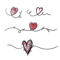 coeur d'amour doodle dessiné à la main emmêlé avec le style d'art en ligne continue de la nature vecteur