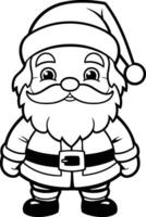 noir et blanc dessin animé illustration de Père Noël claus personnage pour coloration livre vecteur