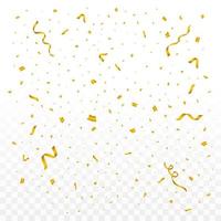 illustration vectorielle de confettis pour le fond du festival. fond de chute de confettis en feuille d'étain simple. confettis rouges, verts, dorés, bleus simples sur fond transparent. événement de célébration et fête. vecteur