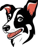 une noir et blanc chien avec une rouge langue vecteur