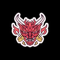 illustration de tête de diable japonais rouge. graphiques vectoriels pour les imprimés de t-shirts et autres utilisations. vecteur